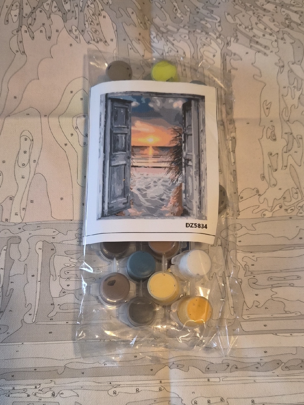 Window to Sunset Paint-by-Numbers Kit with Paint Pots